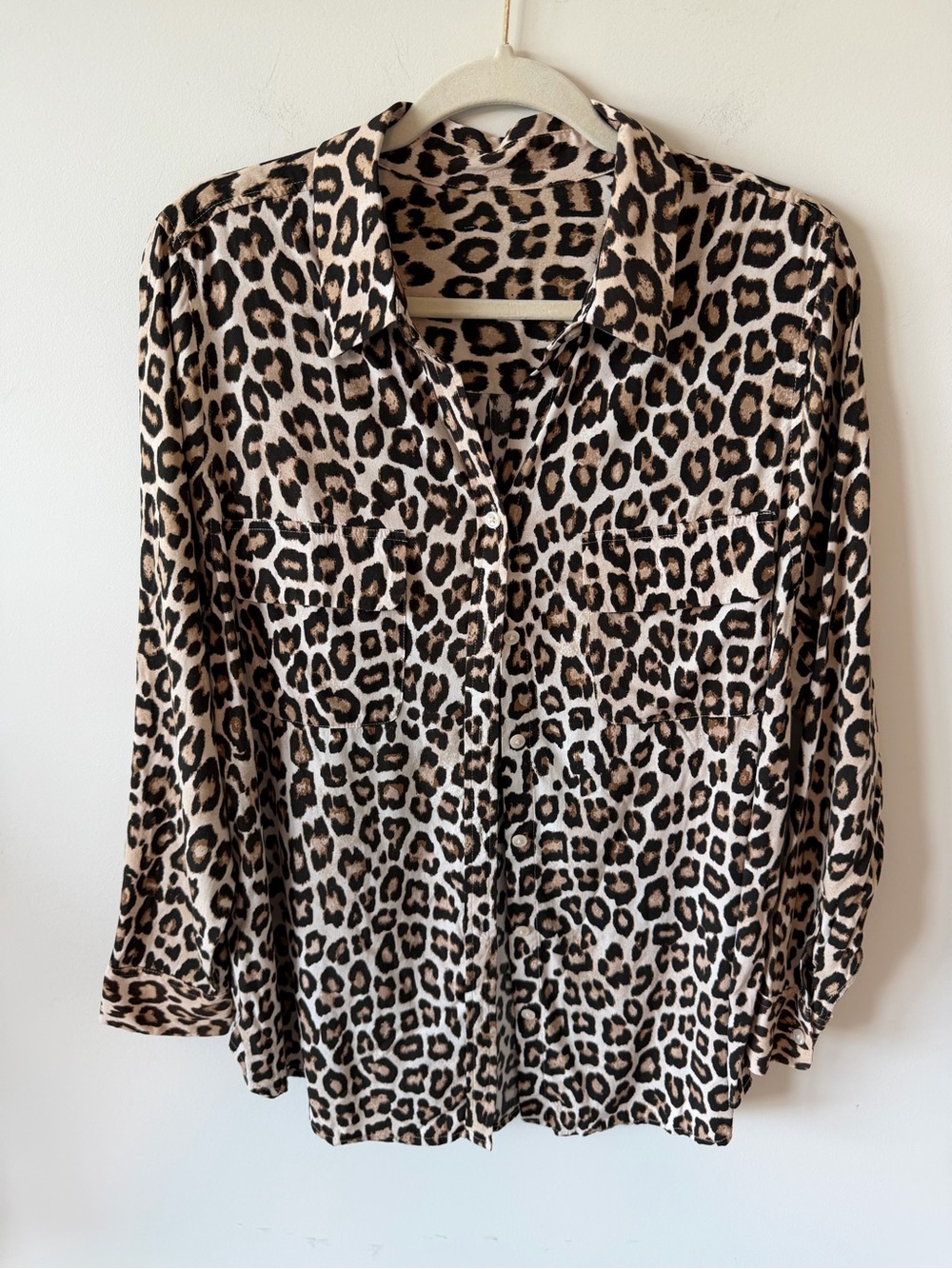 Chico's Leopard Print Button-Down Blouse Modal Blend